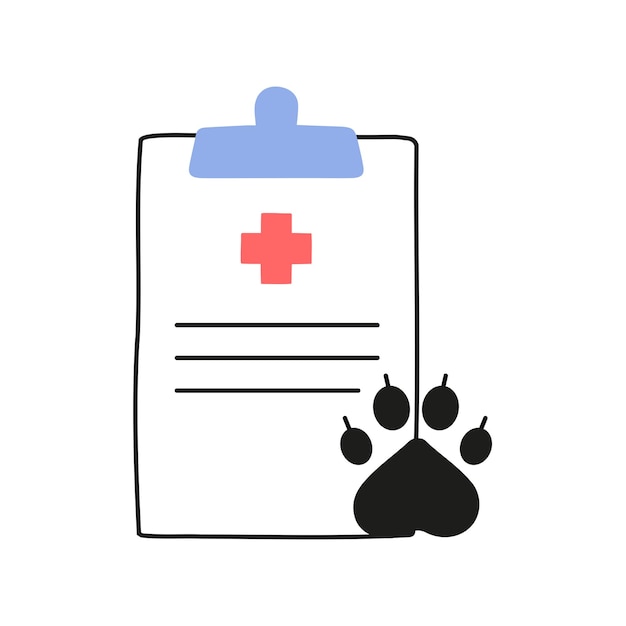 Document for pet Dog or cat paw print Medical certificate for travel with dog or cat logo design