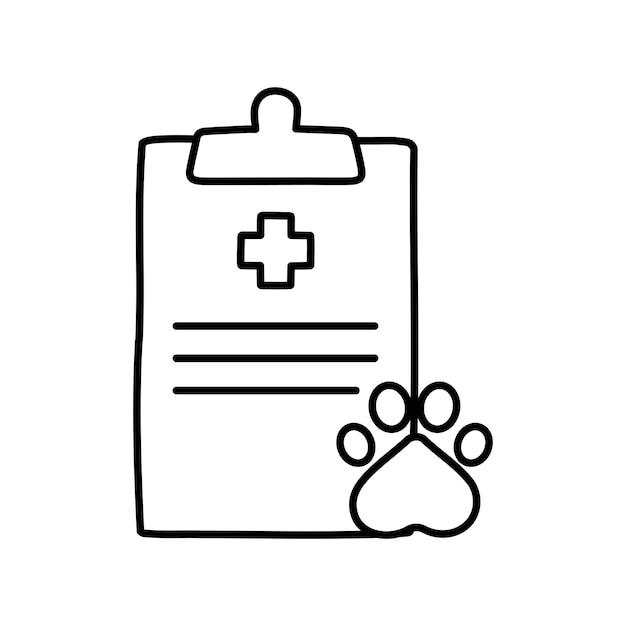 Document for pet Dog or cat paw print Medical certificate for travel with dog or cat logo design