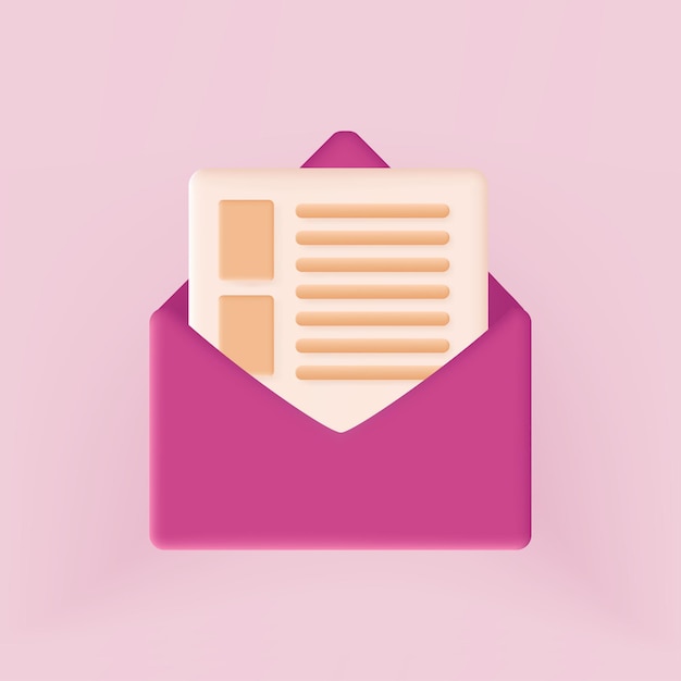 Document and postal envelope 3d realistic vector illustration