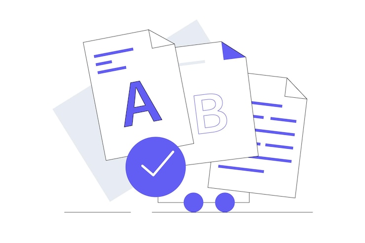 Vector document project data optimization ab testing development testing flat cartoon vector web