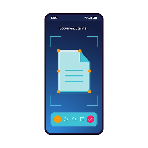 Document scanner smartphone interface vector sjabloon