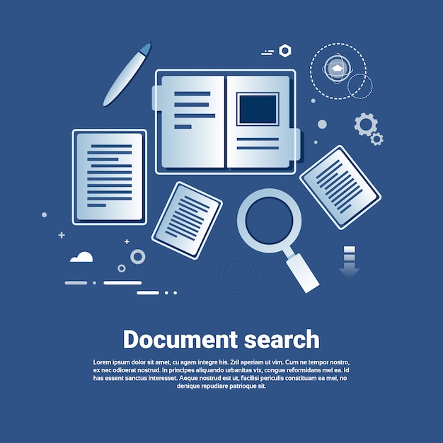 Vector document search template web banner with copy space