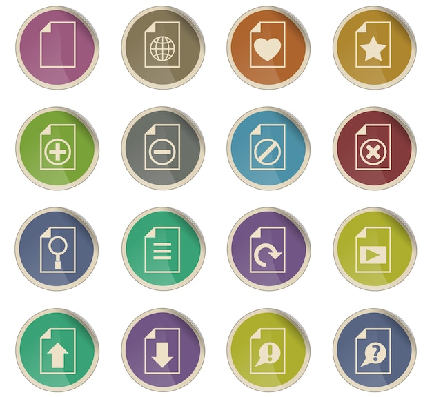 Document vector icons in the form of round paper labels