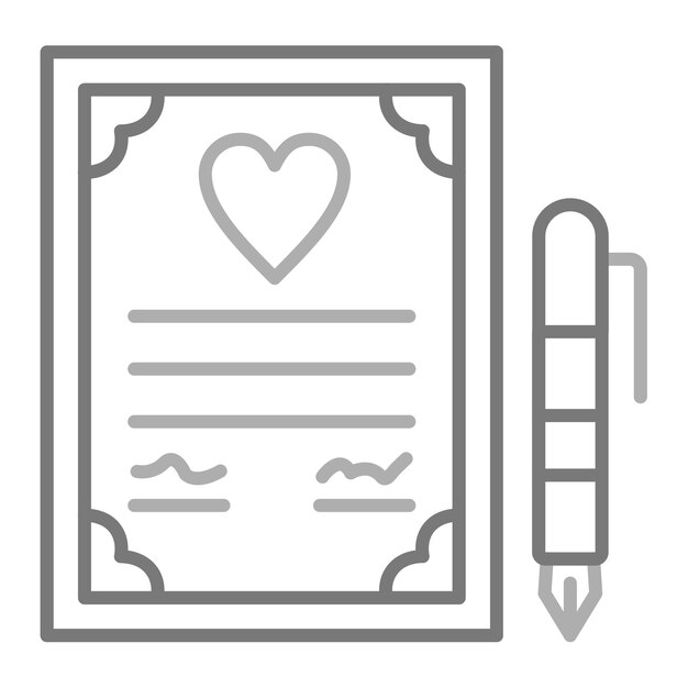 Vector a document with a heart on it and a pen in the middle