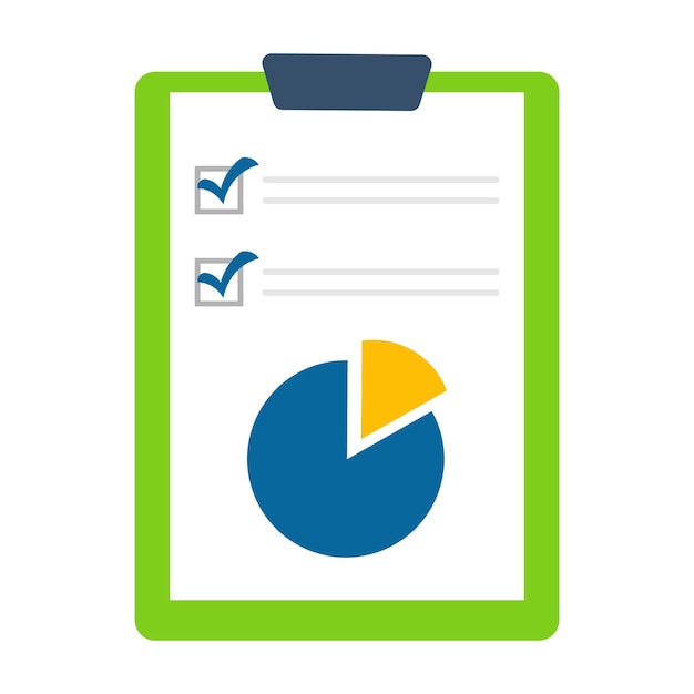 Document with pie chart and checkboxes