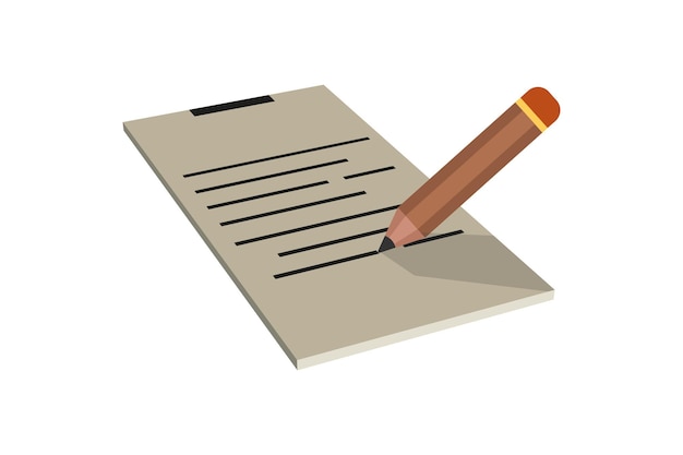 Vector document with text. a piece of paper with a pencil. isolated object on a transparent background