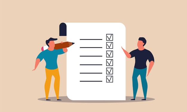 Documentlijstplan met mensen en mensen controleren taak Checklist voltooien en kiezen voor plichtsleiderschap