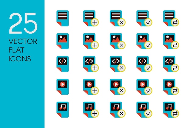 Vector documents and files flat vector icons set