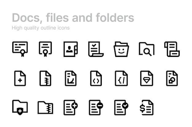 Documents files and folders Vector icons