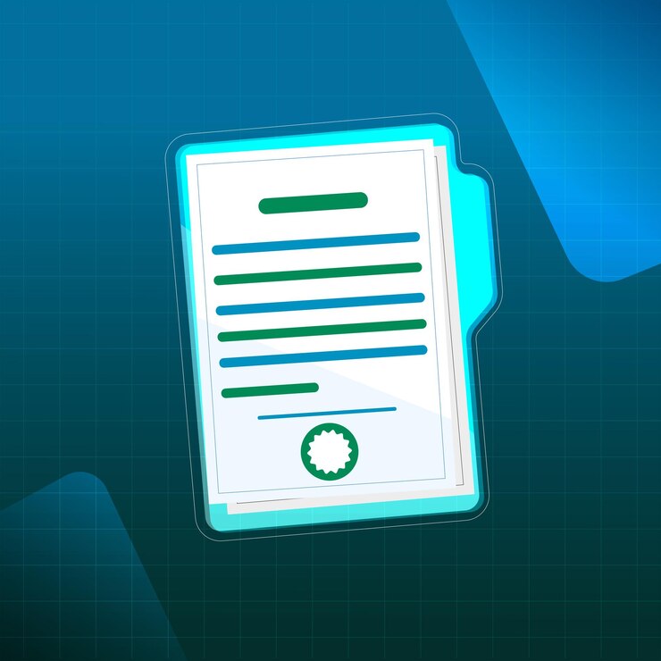 Vector documents papers and files have been verified with a digital technological background