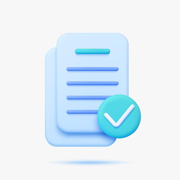 Вектор Документы с одобренным знаком 3d векторная иллюстрация