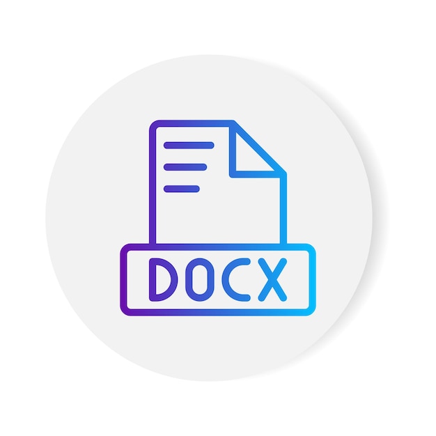 Docx-bestandsformaat icoon met gradiënt contouren vector illustratie