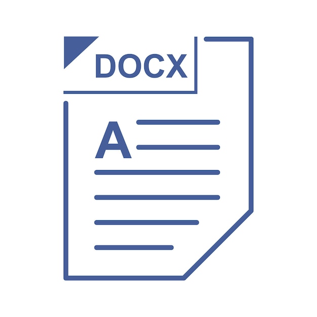 DOCX-bestandspictogram in cartoon stijl op een witte achtergrond