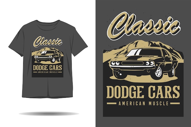 Dodge cara amerikaans spier silhouet tshirt ontwerp