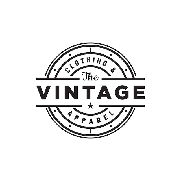 Doek kleding vintage label silhouet of logo embleem stempel vector