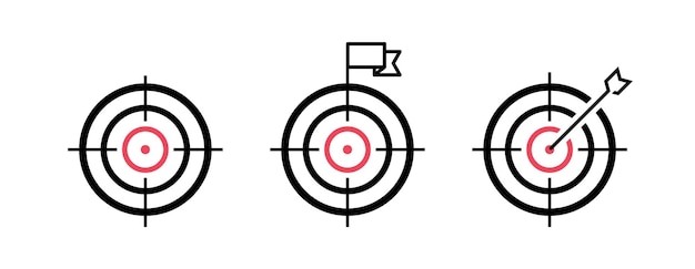 Doellijnpictogram instellen Doelconcept Marketing targeting strategie symbool Logo ontwerp Vector illustratie