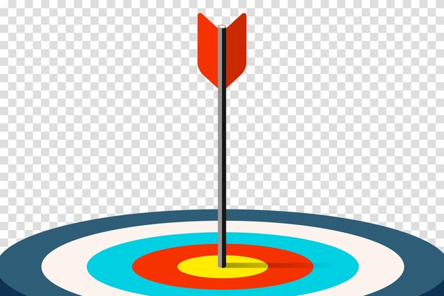 Doelpictogram in 3D-vlakke stijl op transparante achtergrond Pijl in het midden doel Vector ontwerp