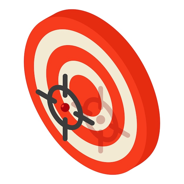 Vector doelpictogram isometrische vector rood dartbordpictogram targeting concept doeldoelstelling