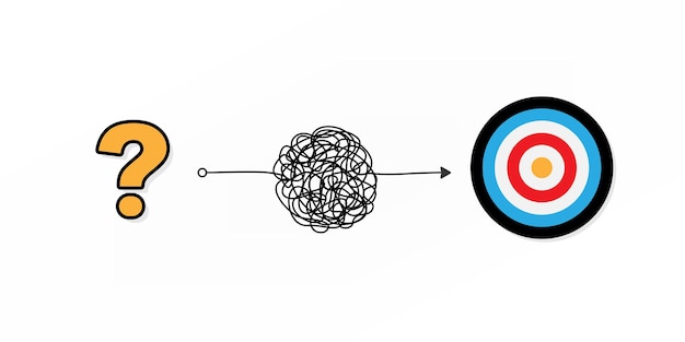 Doelwit met chaotische lijn bedrijfsillustratie