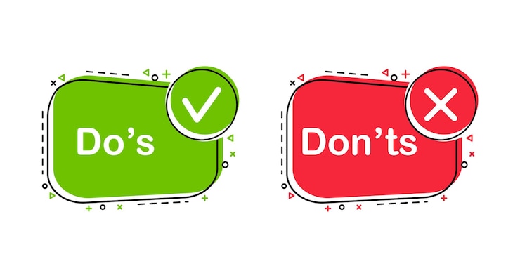 Vector doen en niet doen do s en dont s iconen positieve en negatieve symbolen