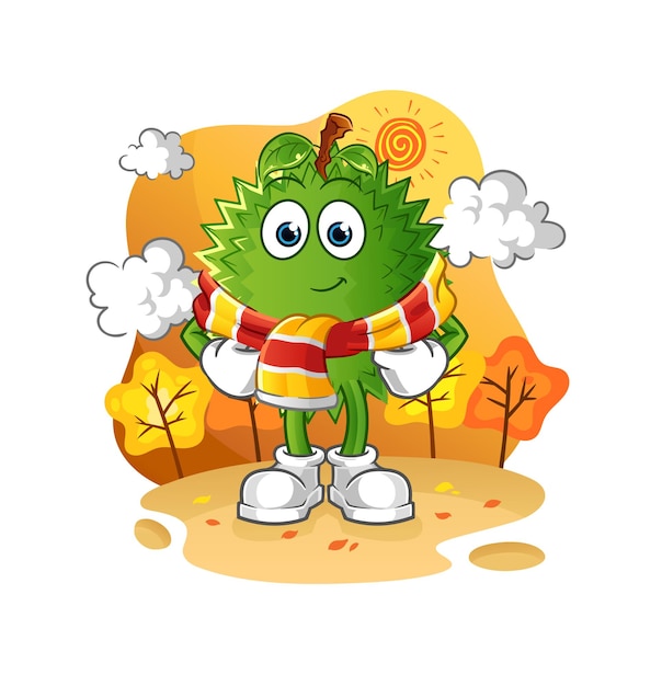 Doerian in de herfst. cartoon mascotte vector