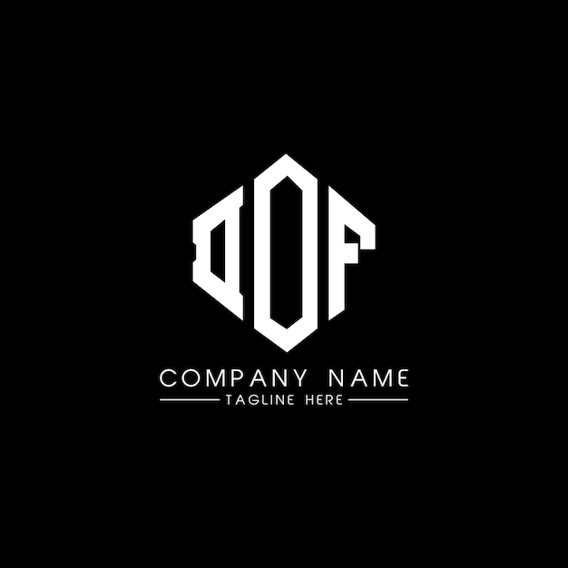 다각형 모양의 DOF 글자 로고 디자인 DOF 다각형 및 큐브 모양의 LOGO 디자인 DOF 육각형 터 로고 템플릿 색과 검은색 DOF 모노그램 비즈니스 및 부동산 로고