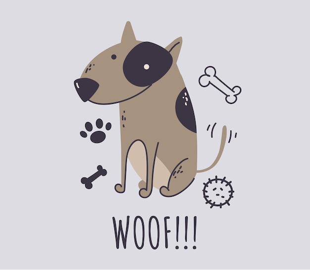 犬の抽象的な doodle 動物のプリントの装飾コンセプト フラットグラフィックデザインのイラスト