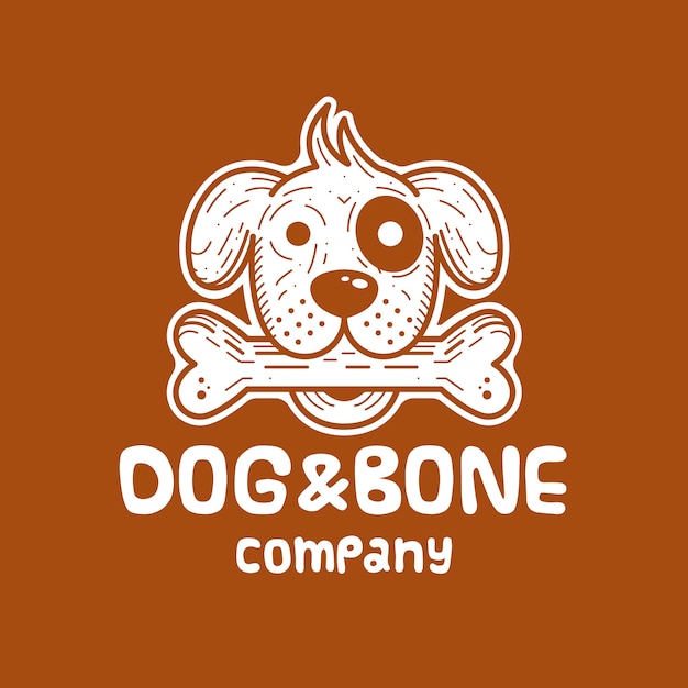 개와 뼈 흰색 로고 디자인