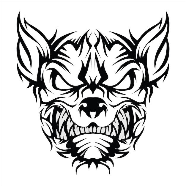 Собака животное племенная татуировка черно-белый дизайн