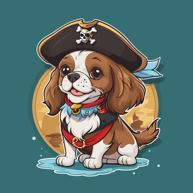 Vector dog as pirate cartoon vector