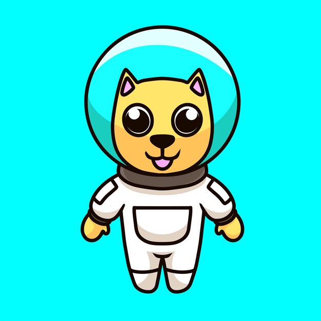 犬宇宙飛行士漫画マスコット面白いベクトル笑顔幸せ楽しいかわいい