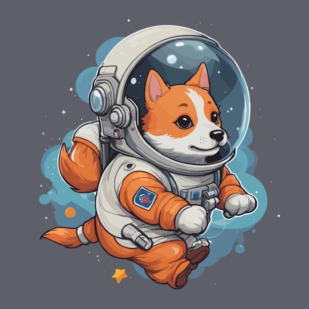 Dog astronaut cartoon vector