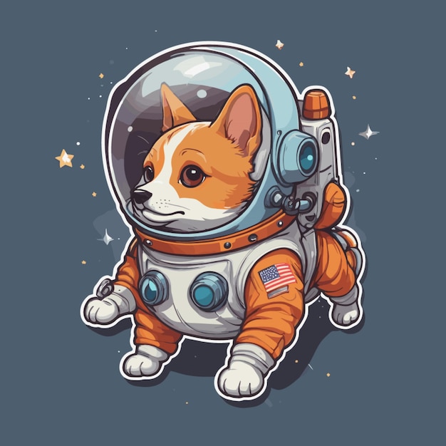Dog astronaut cartoon vector