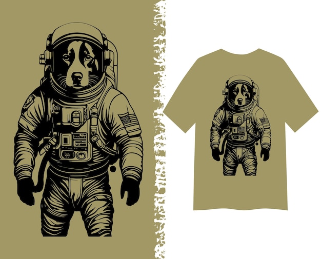 Vector dog astronaut t shirt illustration