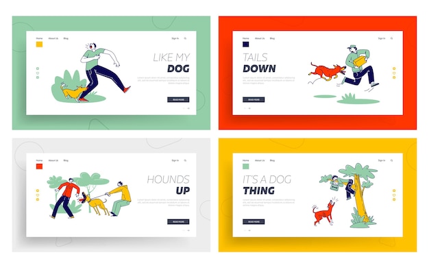 Dog attack landing page templates set