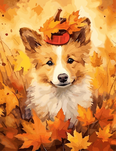 dog autumn vector graphics