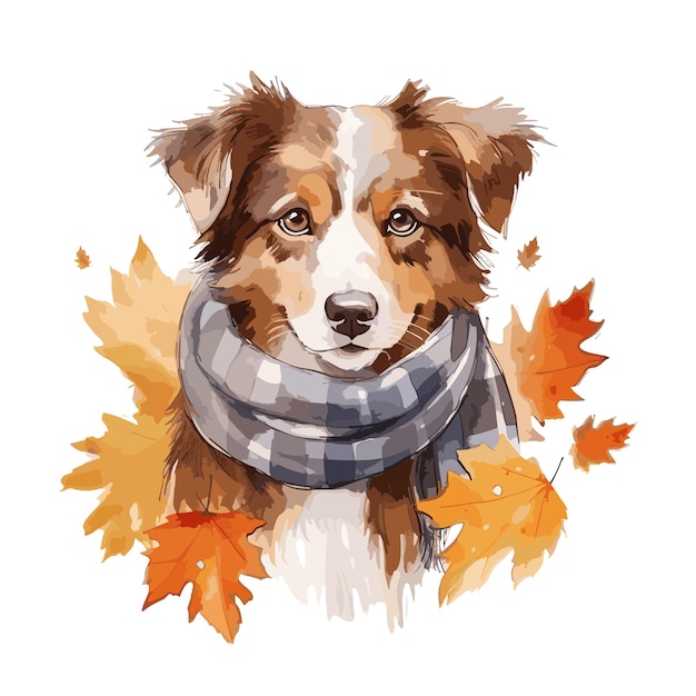 dog autumn vector graphics