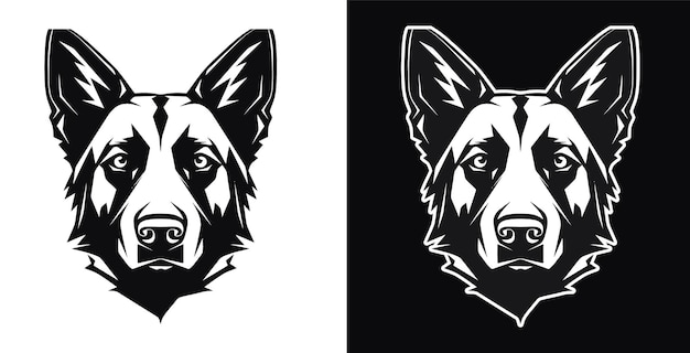 Dog big head Vector isolated illustration in black color on white background