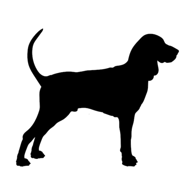 Cane nero e marrone coonhound silhouette razze di cani logo monogramma vettore cane