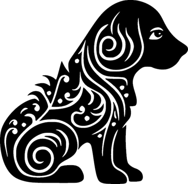 Dog Black and White Isolated Icon Vector illustration