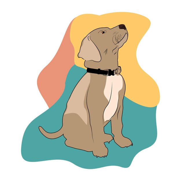 Vector dog on a boho background dog in a collar on a white background posters emblems puppy pet