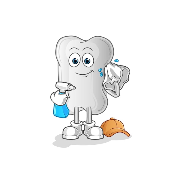 Dog bone cleaner vector cartoon character