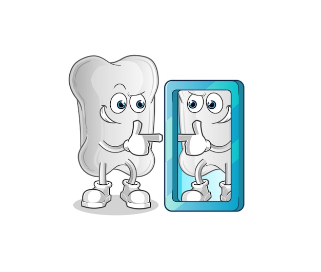 Dog bone looking into mirror cartoon cartoon mascot vectorxa