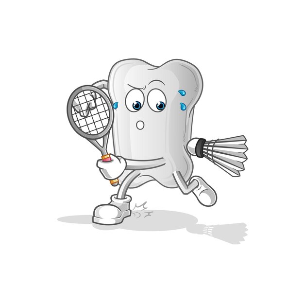 Dog bone playing badminton illustration character vectorxA