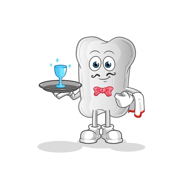 Dog bone waiter cartoon cartoon mascot vectorxA