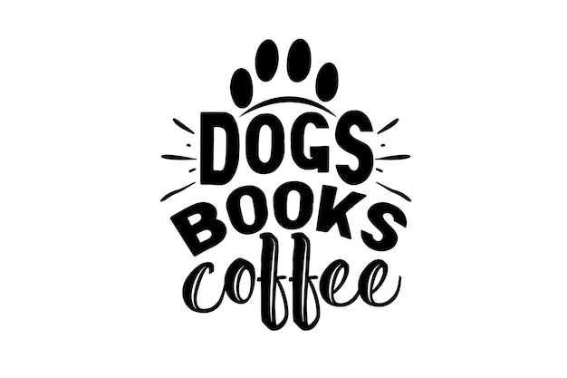 犬の本のコーヒーのロゴと足跡。