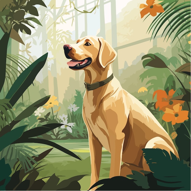 Dog in botanical garden during the day