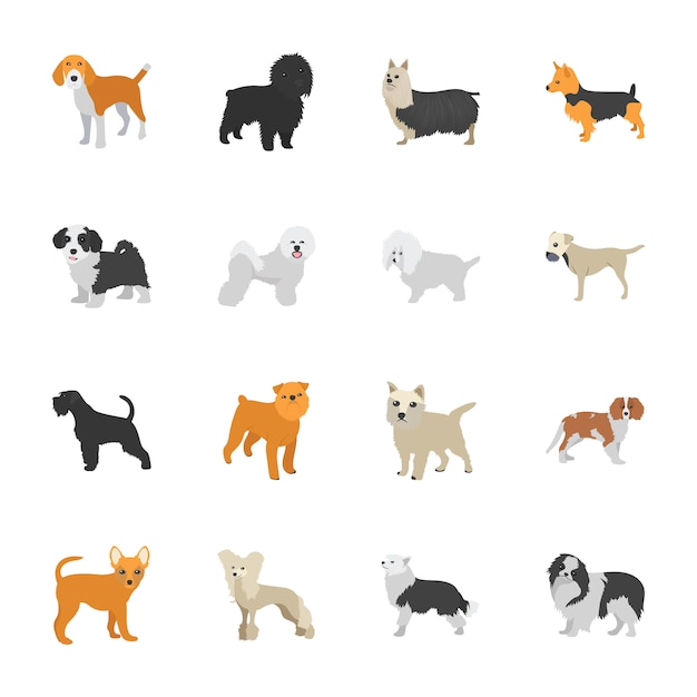 Vector dog breeds icons