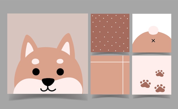 Dog and brown memo notes template for greeting scrap booking card design. abstract background.