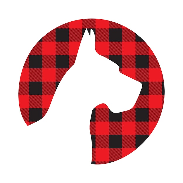 Dog buffalo plaid red vector and art clip